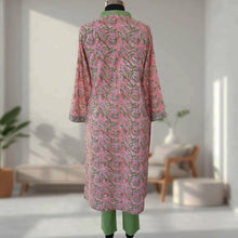 Load image into Gallery viewer, PARI Jaipuri Block Print with Hand Embroidered Kurta Dress and Pant
