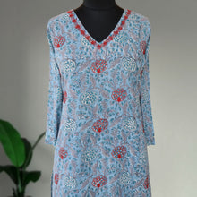 Load image into Gallery viewer, SATYA Pure Cotton, Jaipuri Block Print, Hand Embroidery Kurta with Chitra Pants