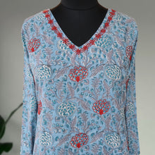 Load image into Gallery viewer, SATYA Pure Cotton, Jaipuri Block Print, Hand Embroidery Kurta with Chitra Pants