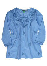 Load image into Gallery viewer, Eri Hand Embroidered Pure Cotton Short Tunic Top
