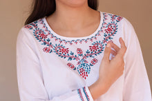 Load image into Gallery viewer, Eri Hand Embroidered Pure Cotton Short Tunic Top