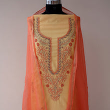 Load image into Gallery viewer, TARINI Pure Cotton Hand Embroidered/Chikankari Unstitched Kurta Set; Made to Order/ Customizable