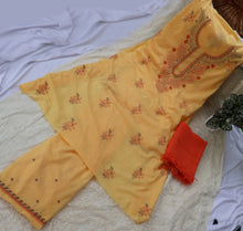 Load image into Gallery viewer, TARINI Pure Cotton Hand Embroidered/Chikankari Unstitched Kurta Set; Made to Order/ Customizable