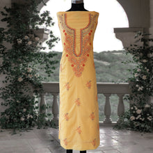 Load image into Gallery viewer, TARINI Pure Cotton Hand Embroidered/Chikankari Unstitched Kurta Set; Made to Order/ Customizable