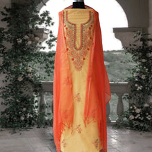 Load image into Gallery viewer, TARINI Pure Cotton Hand Embroidered/Chikankari Unstitched Kurta Set; Made to Order/ Customizable