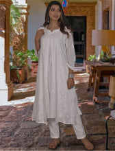 Load image into Gallery viewer, URVI, Pure Cotton Hand Embroidered Chinkankari Long Kurta , Three Pcs. Suit Set