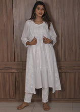 Load image into Gallery viewer, URVI, Pure Cotton Hand Embroidered Chinkankari Long Kurta , Three Pcs. Suit Set
