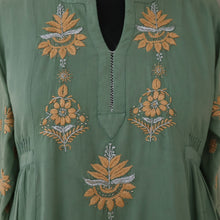 Load image into Gallery viewer, BAANI Pure Cotton, Hand Embroidery/ Chikankari Women Long Flared Dress