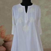 Load image into Gallery viewer, BAANI Pure Cotton, Hand Embroidery/ Chikankari Women Long Flared Dress