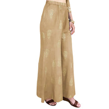 Load image into Gallery viewer, Pria Rayon Pure gold printed Paneled Palazzo Pants