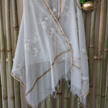 Load image into Gallery viewer, Chanderi Dupatta Hand Embroidery/ Chikankari with Zari work