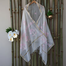 Load image into Gallery viewer, Chanderi Dupatta Hand Embroidery/ Chikankari with Tepchi work