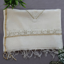 Load image into Gallery viewer, Chanderi Dupatta Hand Embroidery/ Chikankari with Golden Zari work