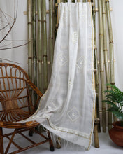 Load image into Gallery viewer, Chanderi Dupatta Hand Embroidery/ Chikankari with Golden Zari work