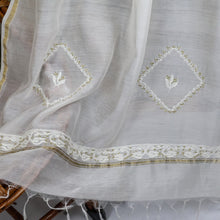 Load image into Gallery viewer, Chanderi Dupatta Hand Embroidery/ Chikankari with Golden Zari work