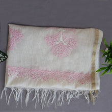 Load image into Gallery viewer, Chanderi Dupatta Hand Embroidery/ Chikankari with Tepchi work