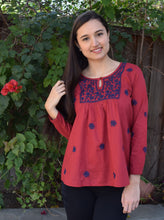 Load image into Gallery viewer, LISA Pure Cotton Hand Embroidered Boho Top, Blouse