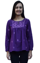 Load image into Gallery viewer, LISA Pure Cotton Hand Embroidered Boho Top, Blouse