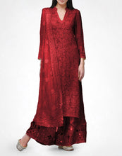 Load image into Gallery viewer, Amrita Pure Georgette Chikankari Hand Embroidered Festive Kurta Dress, Suit Set