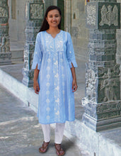 Load image into Gallery viewer, Nilsa Hand Embroidered Pure Soft Cotton Long Tunic Kurta Dress: Made to Order/Customizable
