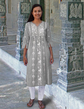 Load image into Gallery viewer, Nilsa Hand Embroidered Pure Soft Cotton Long Tunic Kurta Dress: Made to Order/Customizable