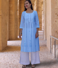 Load image into Gallery viewer, SARA Pure Cotton Hand Embroidered Long Tunic Dress Kurta: Made to Order/Customizable