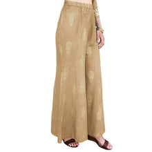 Load image into Gallery viewer, Pria Rayon Pure gold printed Paneled Palazzo Pants
