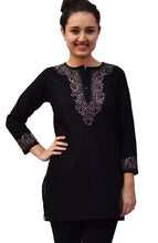 Load image into Gallery viewer, ADITI Pure Cotton Round Neck, Hand Embroidered Tunic, Kurti, Regular and Plus Sizes
