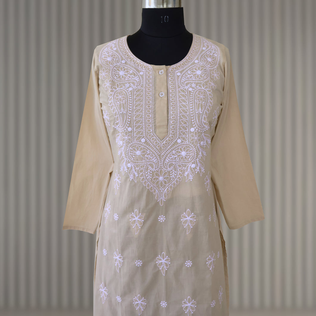 AADYA  Cotton Hand Embroidered Kurta