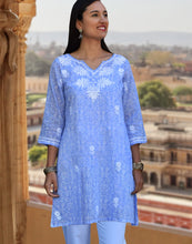 Load image into Gallery viewer, AMAL Pure Cotton, Light Weight, Printed, Hand Embroidered Tunic Top Kurti
