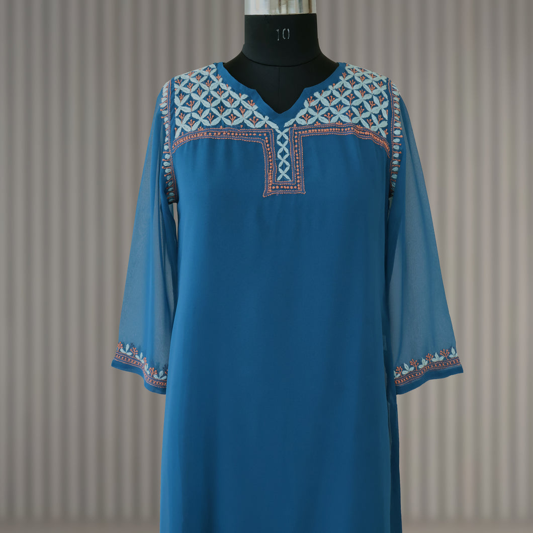 ANJANI Georgette, Hand Embroidered long Kurta