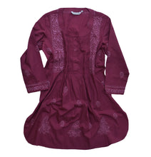 Load image into Gallery viewer, SARA Pure Cotton Hand Embroidered Long Tunic Dress Kurta: Made to Order/Customizable
