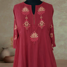 Load image into Gallery viewer, BAANI Pure Cotton, Hand Embroidery/ Chikankari Women Long Flared Dress
