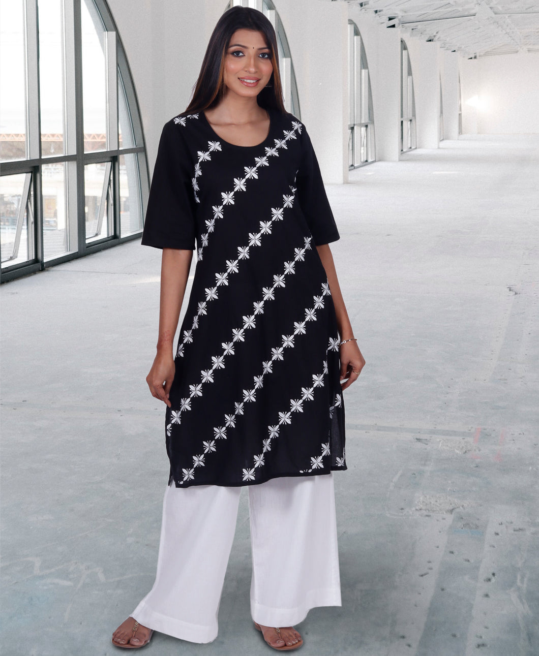 BHAMA Pure Cotton Hand Embroidered Chikankari Women's Kurta