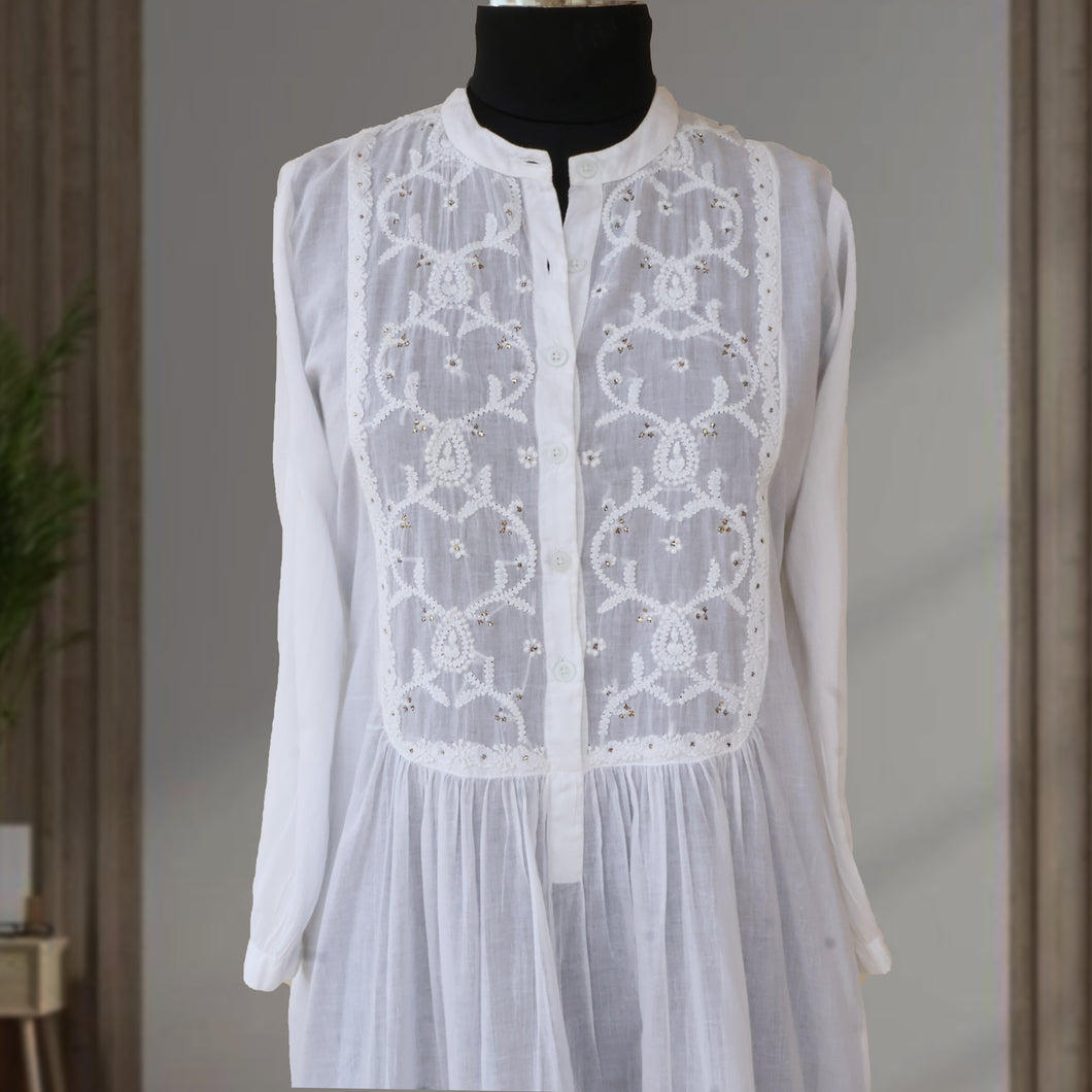 BODHI Pure Cotton, Hand Embroidery/ Chikankari Women Dress