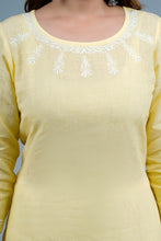 Load image into Gallery viewer, TISTA- Linen Cotton Long Kurta/tunic with hand embroidered Chikankari
