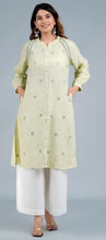 Load image into Gallery viewer, ASHLEY Linen Cotton Long Kurta/tunic with hand embroidered Chikankari
