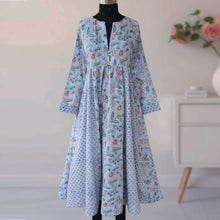 Load image into Gallery viewer, DIVYA prt Block Printed Pure Cotton Women Long Flared Kurta Tunic Dress
