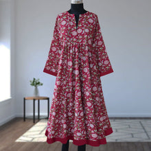 Load image into Gallery viewer, DIVYA prt Block Printed Pure Cotton Women Long Flared Kurta Tunic Dress
