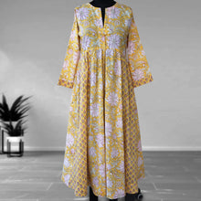 Load image into Gallery viewer, DEVIKA prt Block Printed Pure Cotton Women Long Flared Kurta Tunic Dress
