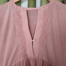 Load image into Gallery viewer, DEVIKA Pure Cotton, Hand Embroidery/ Chikankari Women Long Flared Kurta Tunic Dress
