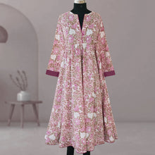 Load image into Gallery viewer, DIVYA prt Block Printed Pure Cotton Women Long Flared Kurta Tunic Dress
