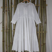Load image into Gallery viewer, DEVIKA Pure Cotton, Hand Embroidery/ Chikankari Women Long Flared Kurta Tunic Dress
