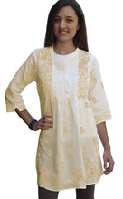 Load image into Gallery viewer, SARA Pure Cotton Hand Embroidered Long Tunic Dress Kurta: Made to Order/Customizable
