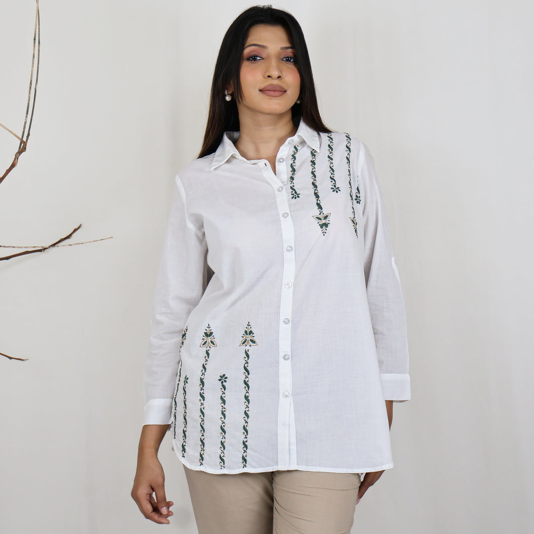 MYRA  HAND EMBROIDERED PURE COTTON SHIRT