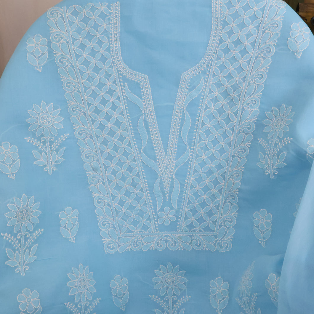 HANSIKA Pure Cotton Hand Embroidered/Chikankari Unstitched Kurta Set; Made to Order/ Customizable