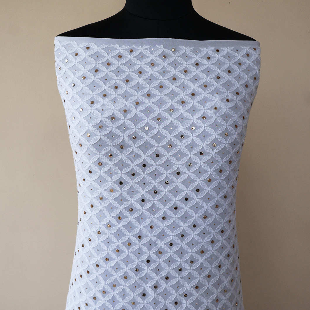 Vaishnavi Viscose Georgette Hand Embroidered/Chikankari Unstitched Kurta Set; Made to Order/ Customizable