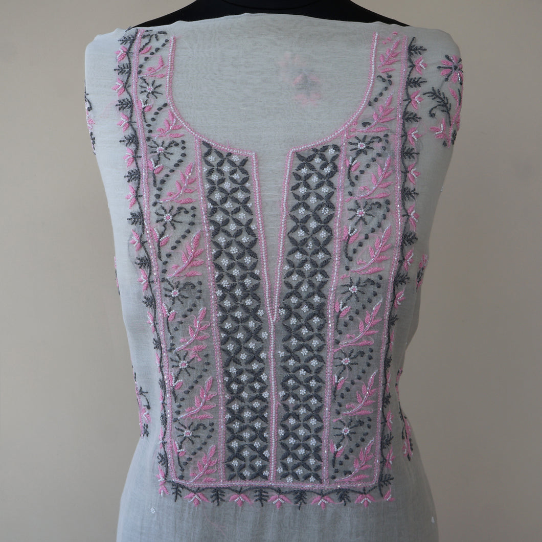 Tamisha Chanderi Silk Hand Embroidered/Chikankari Unstitched Kurta Set; Made to Order/ Customizable