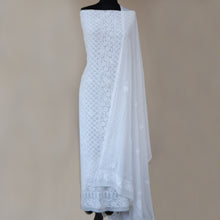 Load image into Gallery viewer, SARIKA Viscose Georgette Hand Embroidered/Chikankari Unstitched Kurta Set; Made to Order/ Customizable
