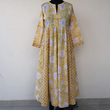 Load image into Gallery viewer, DEVIKA prt Block Printed Pure Cotton Women Long Flared Kurta Dress
